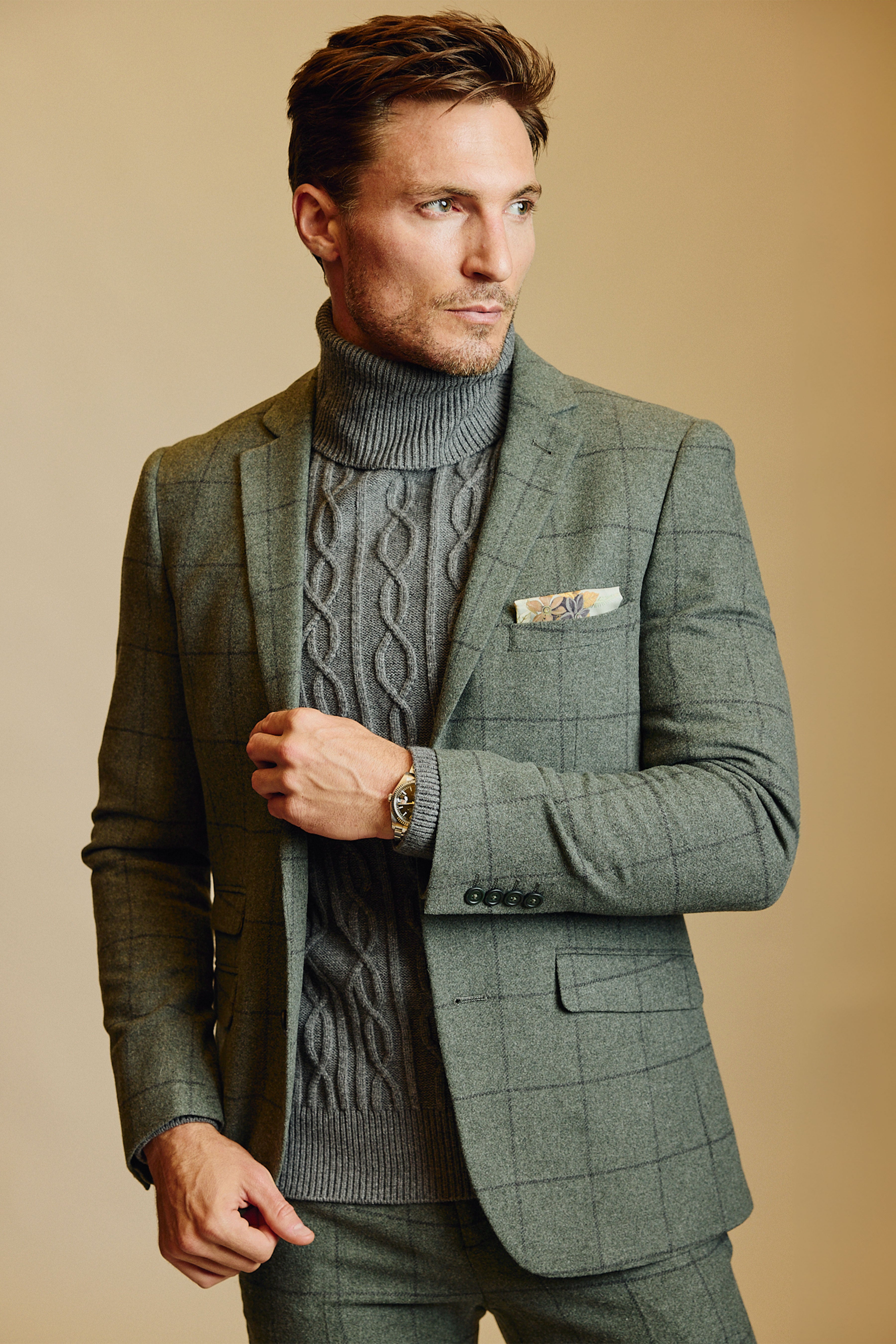 Dover Notch Jacket - slim - Sage Windowpane