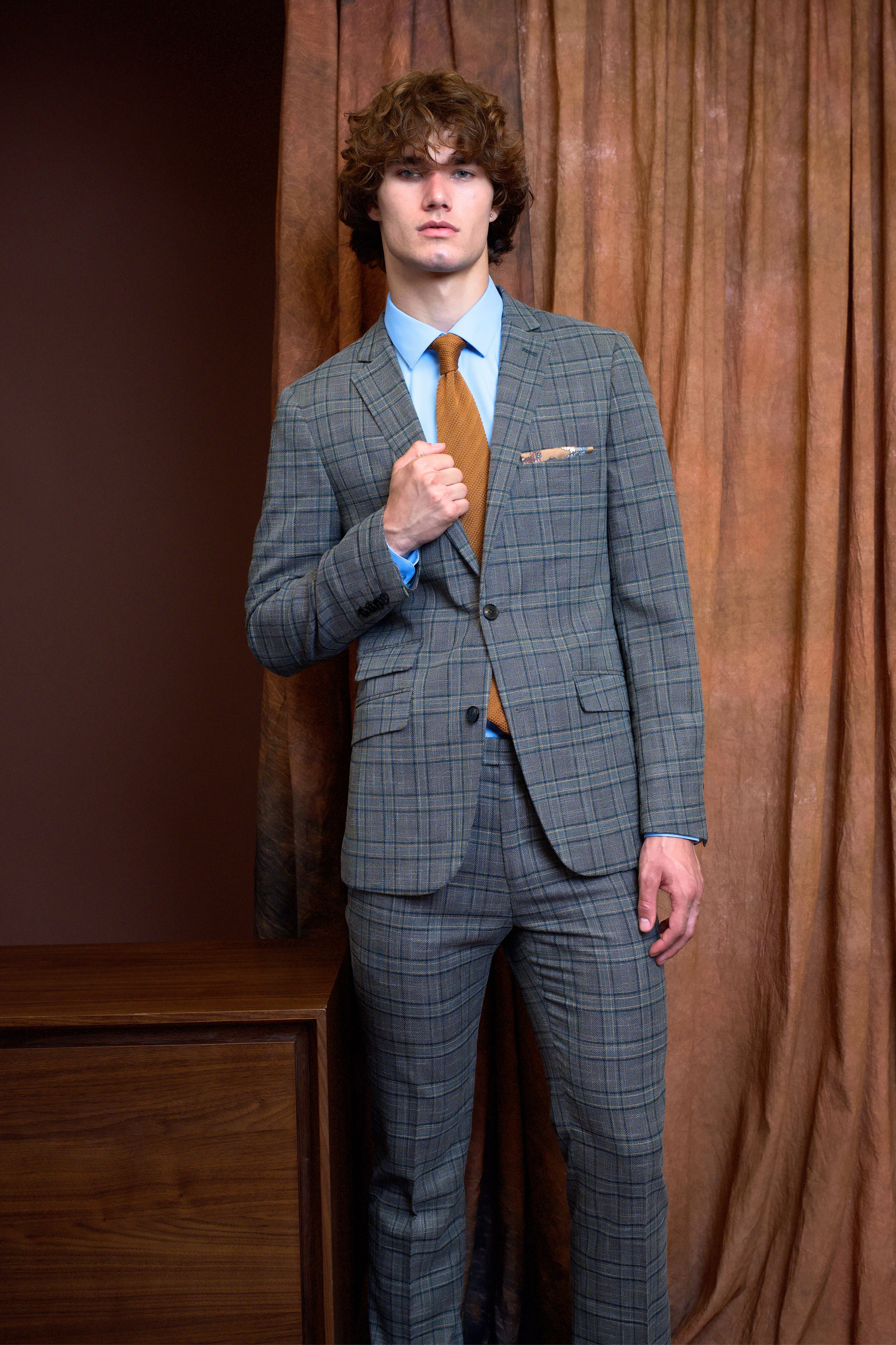 Dover Notch Jacket - slim - Tan Forest Gold Check