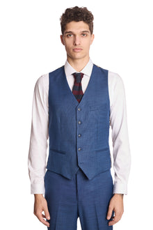  Modern Fit - Eaton 5 Button Vest - Dark Blue Shark