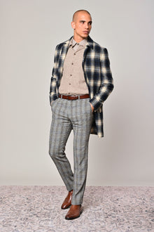  Topper Coat - slim - Navy Cream Buffalo Plaid