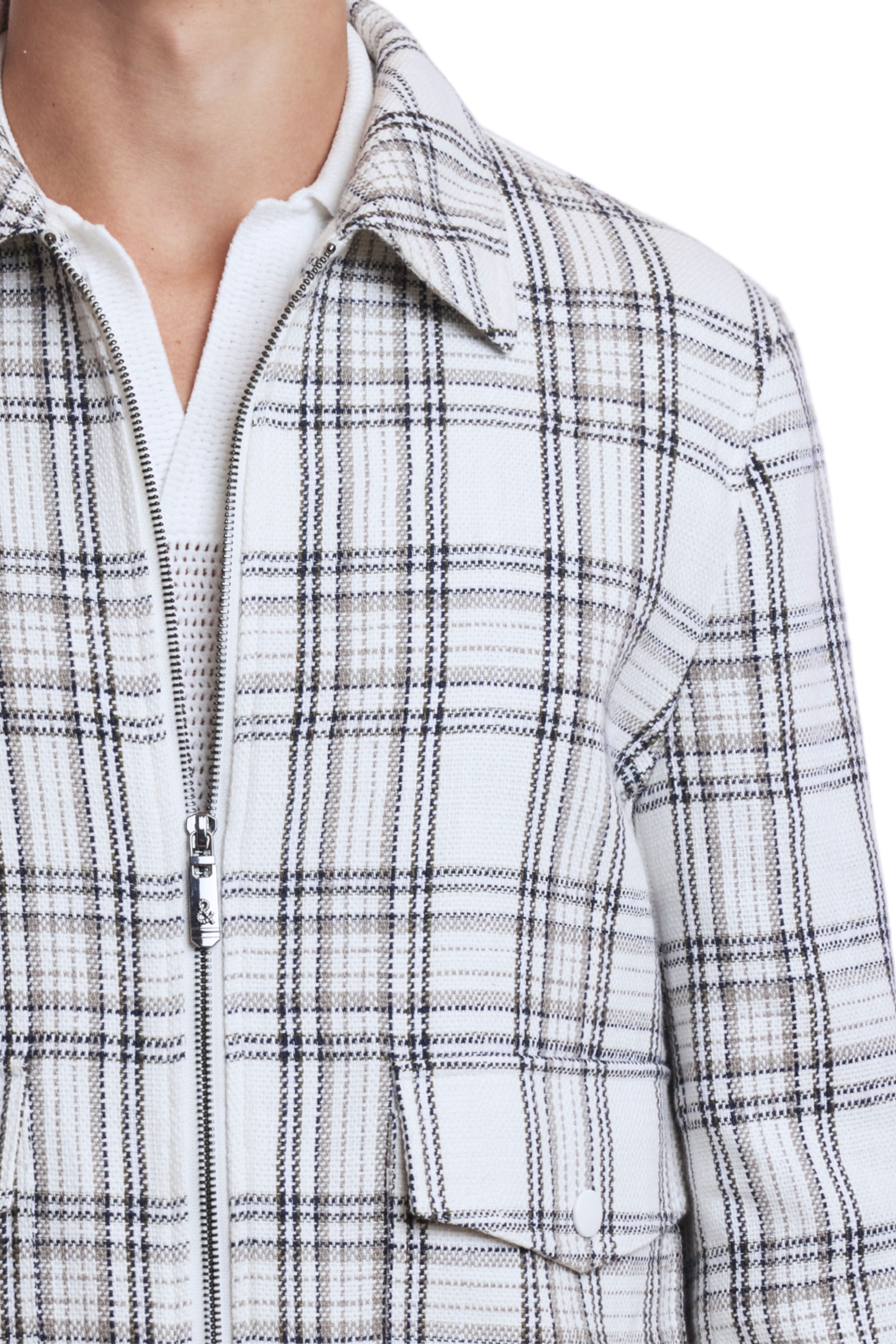Milo Bomber Jacket - slim - White Black Grey Check