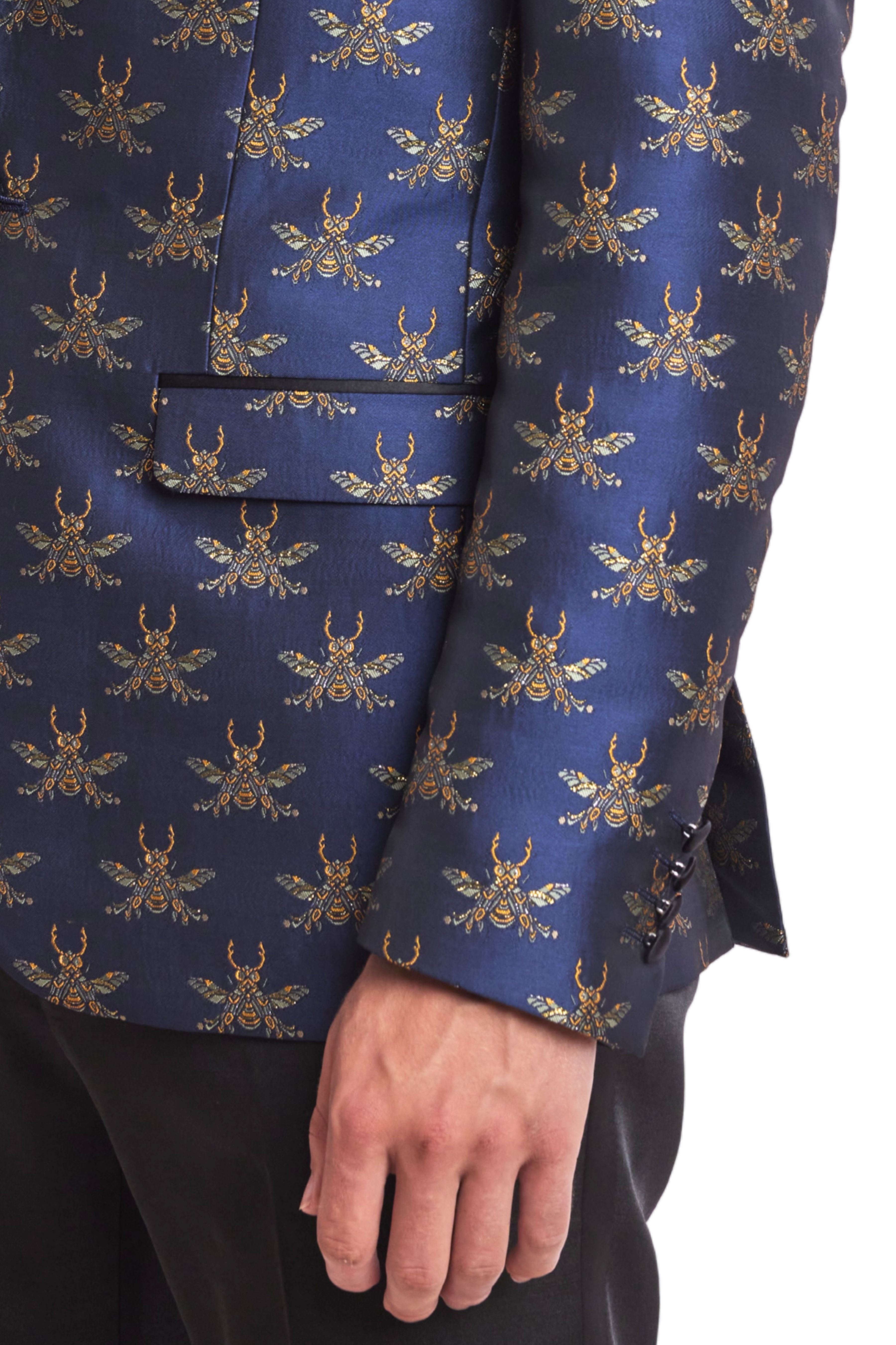 Grosvenor Peak Tux Jacket - slim - Navy Iconic Bees