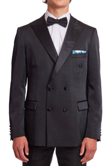  Soho DB Peak Tux Jacket - slim - Black on Black