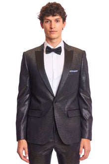  Grosvenor Peak Tux Jacket - slim - Black Silver Knit