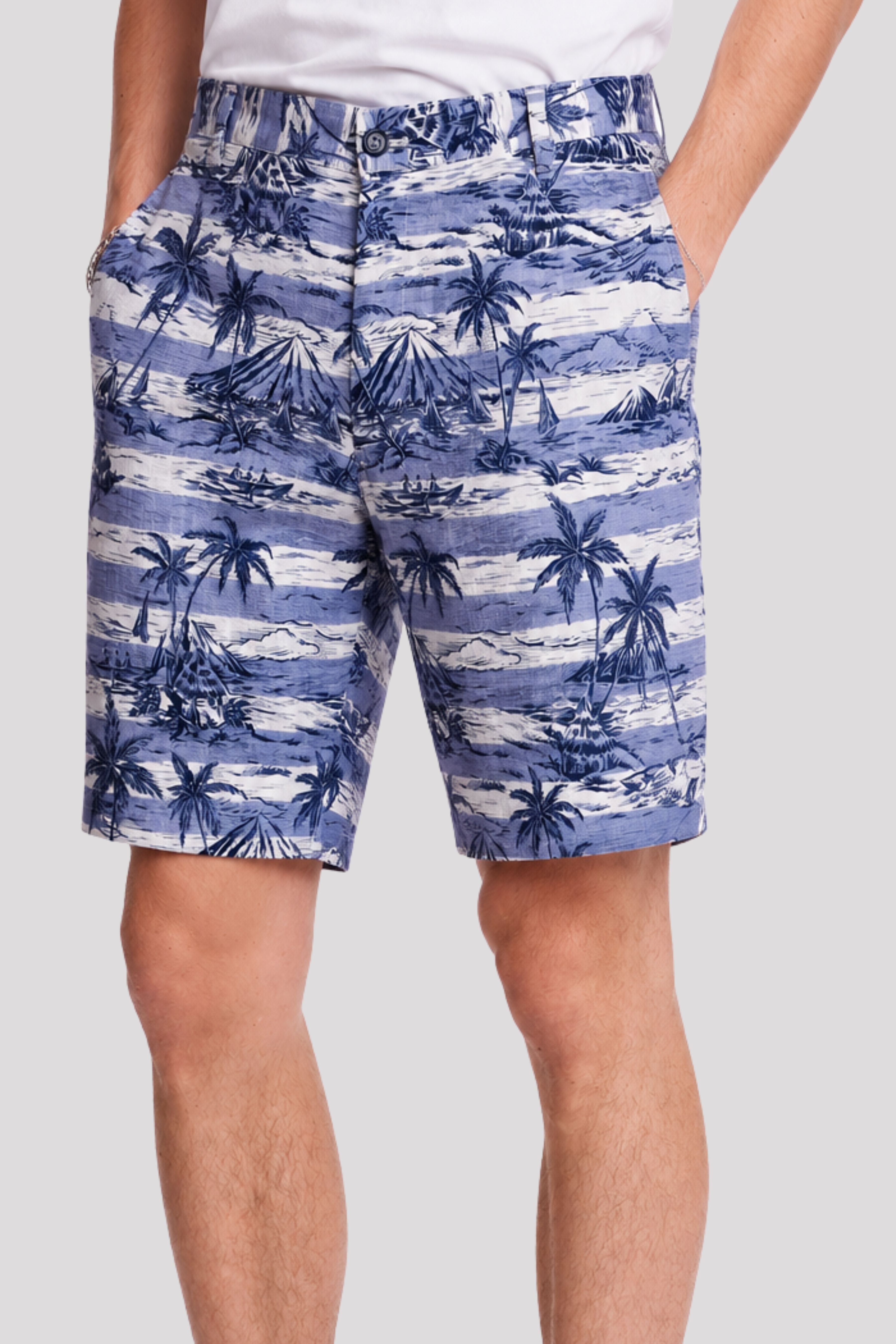 Felix Shorts - slim - Indigo Palms Stripe
