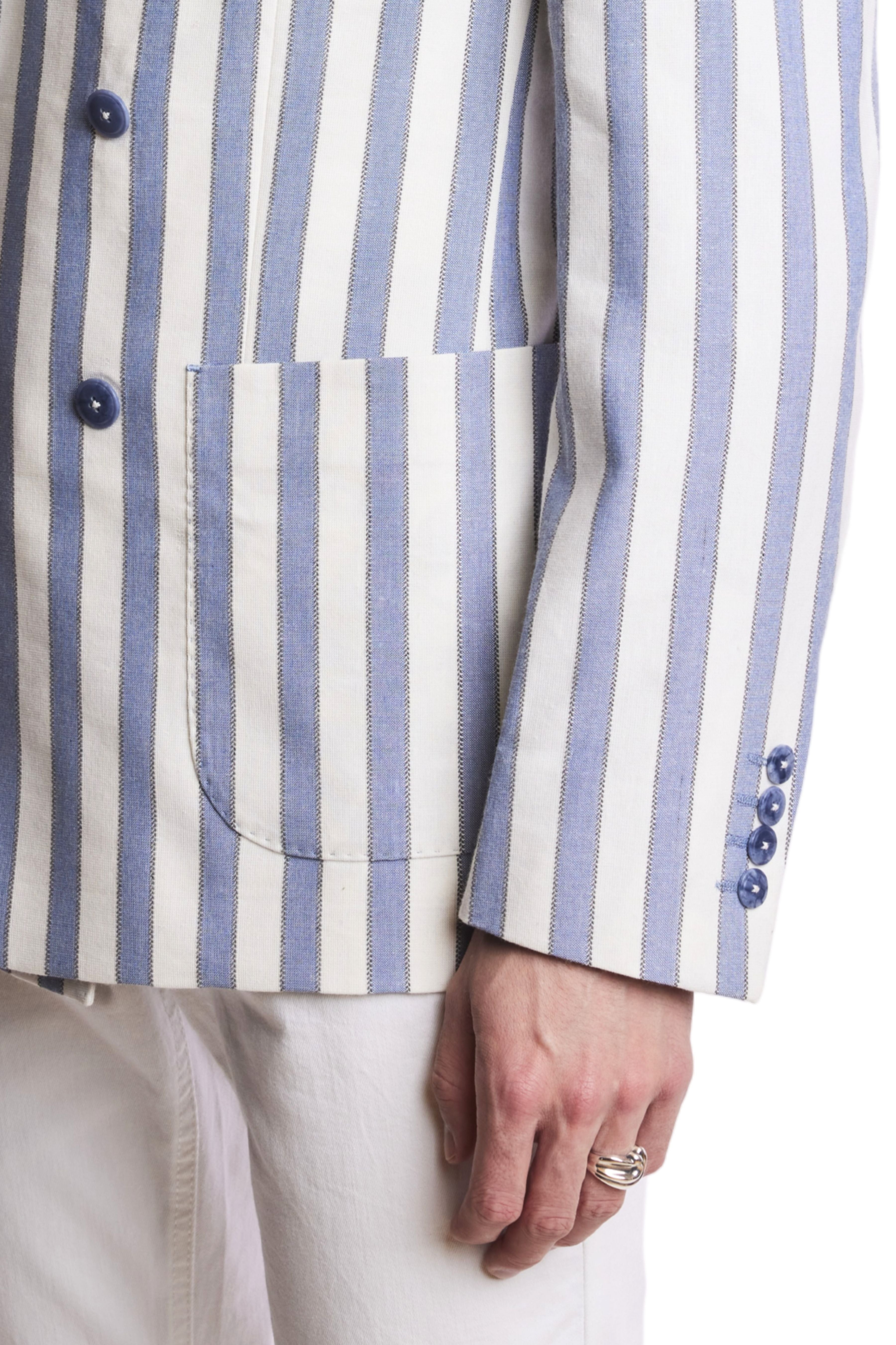 Soho Peak DB Jacket - slim - Blue Cream Wide Stripe