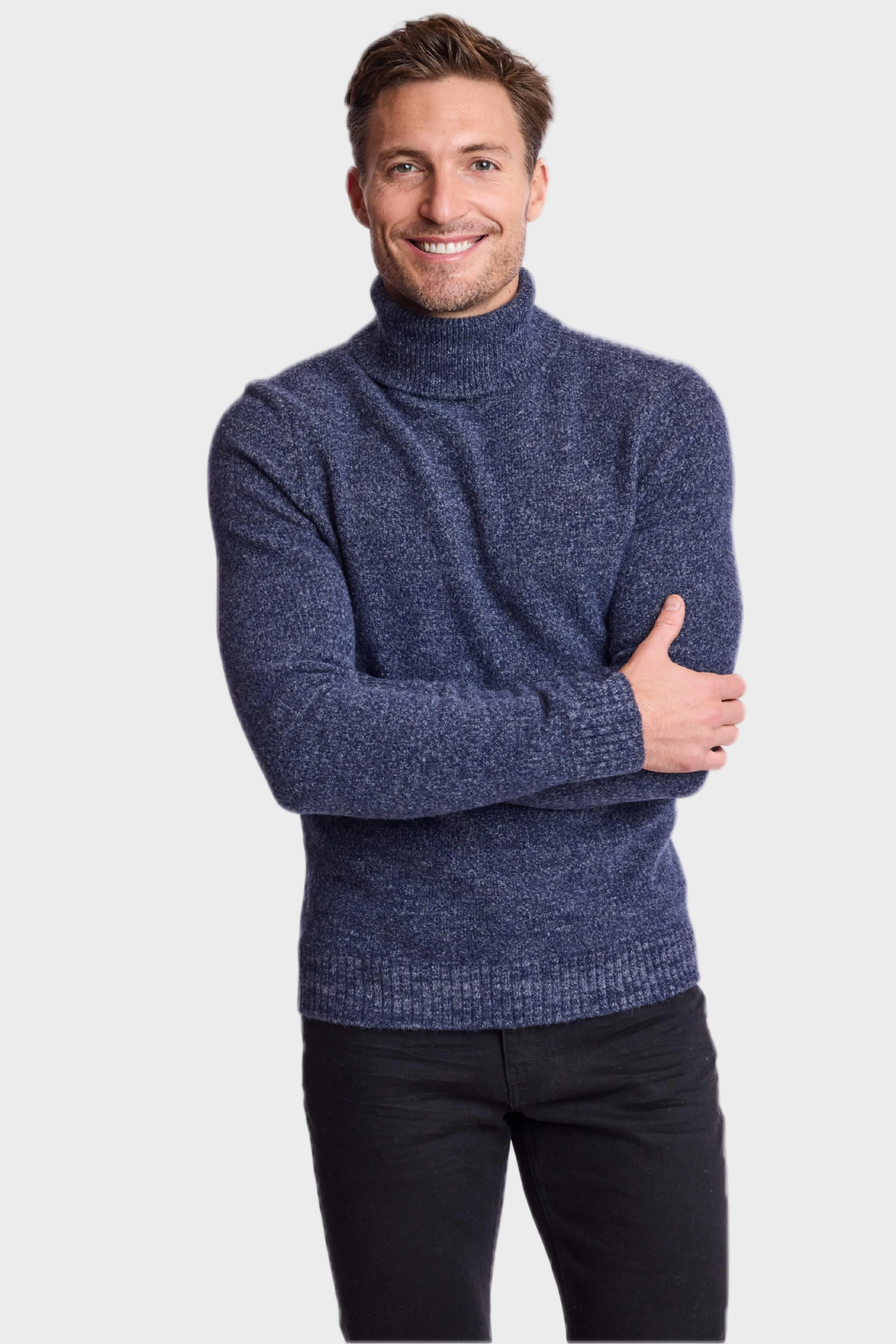 Chunky Turtleneck - Navy Blue Grey Marled
