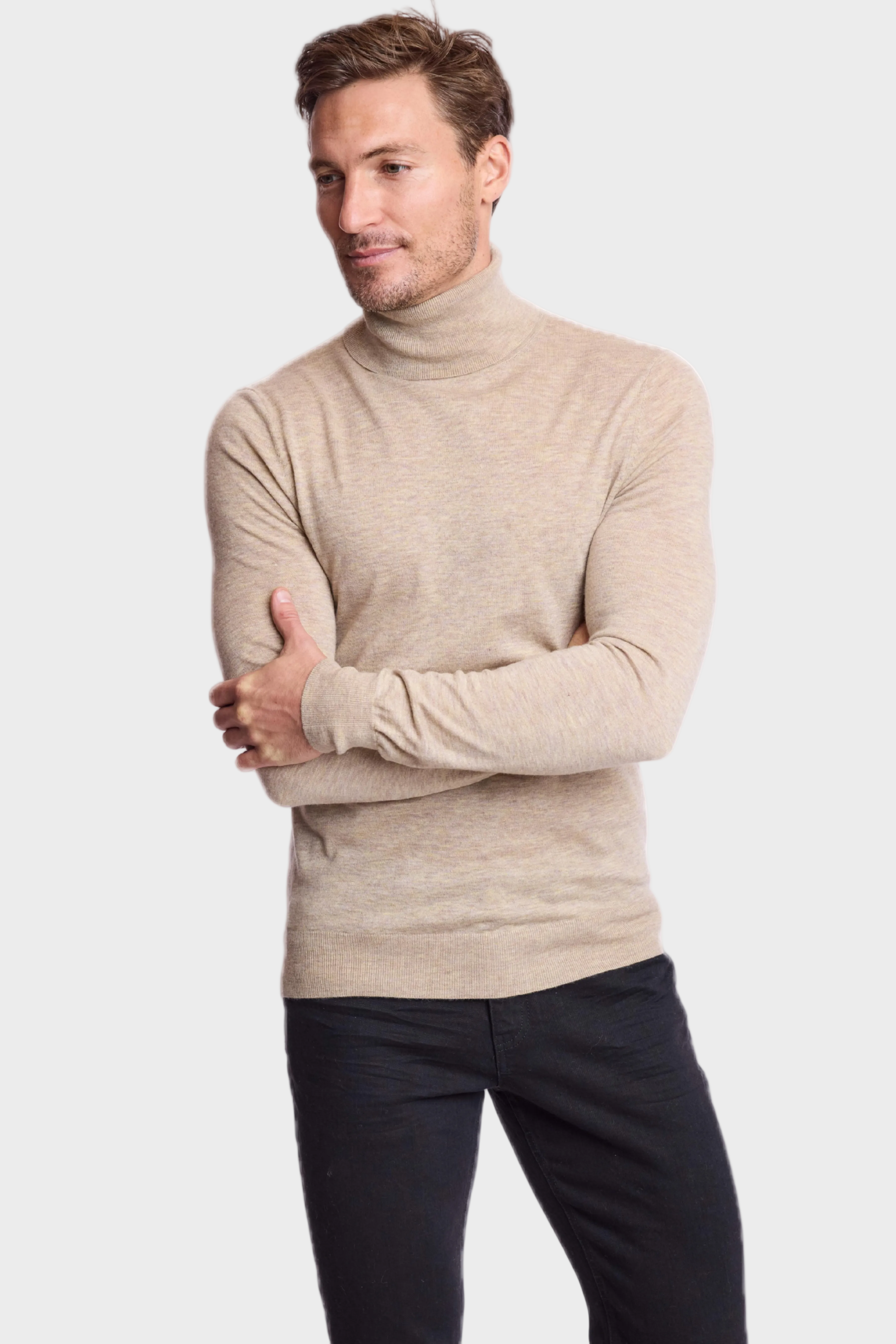 Luxe Fine Gauge Turtleneck - British Beige