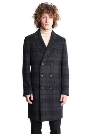 Peak DB Coat - slim - Charcoal Check Soft Touch