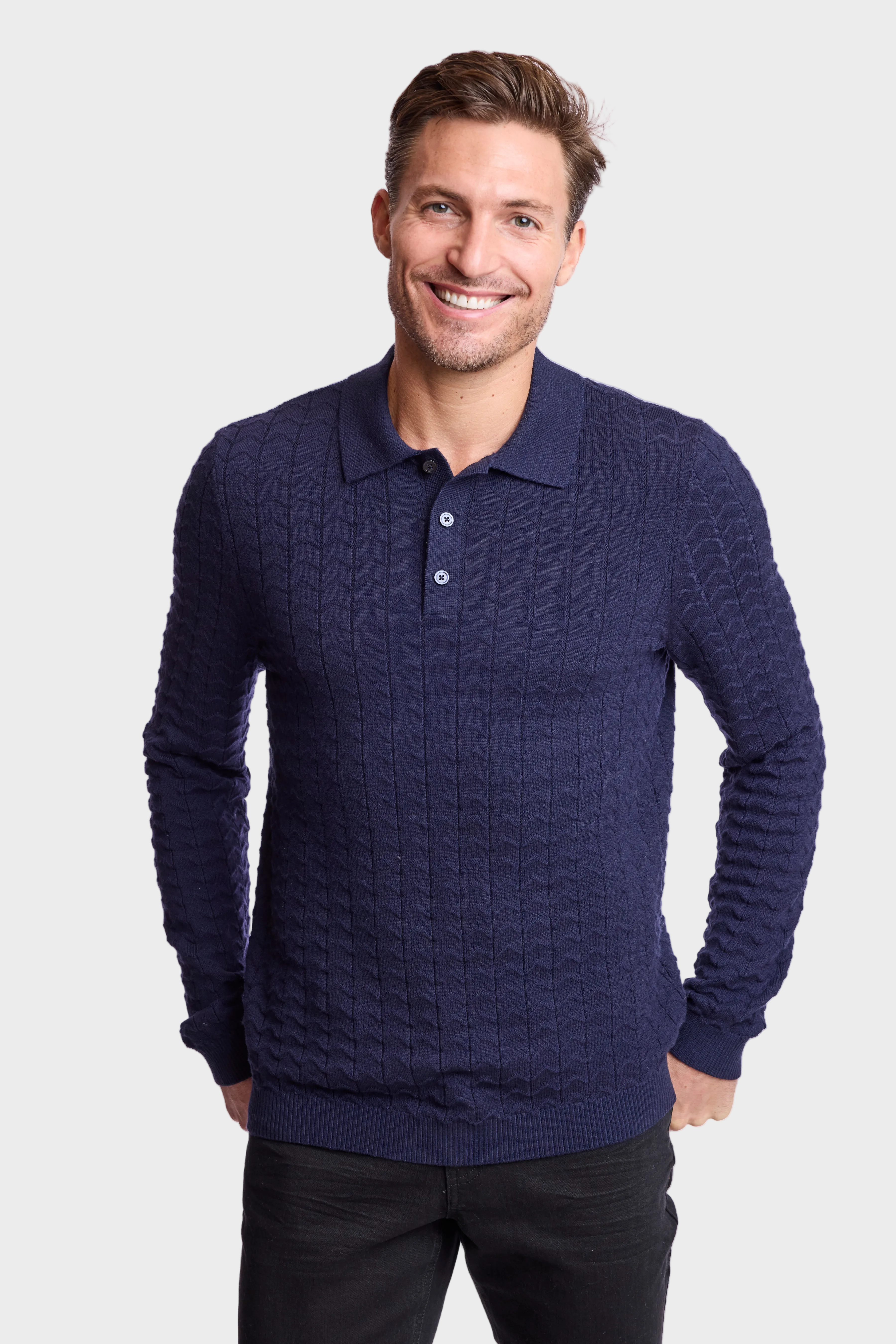 3 Button Polo - Marine Navy