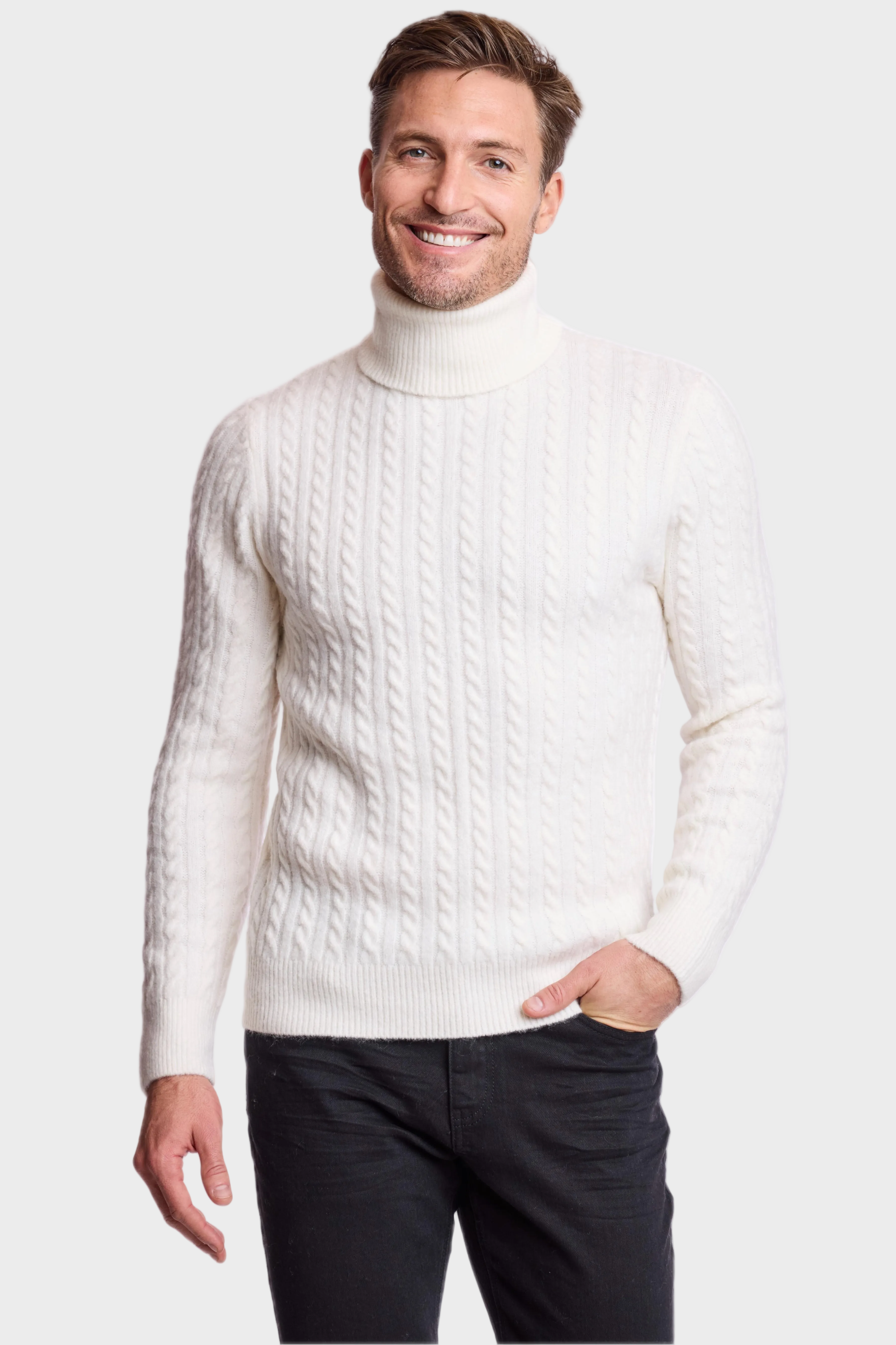 Cable Turtleneck - Fuzzy White