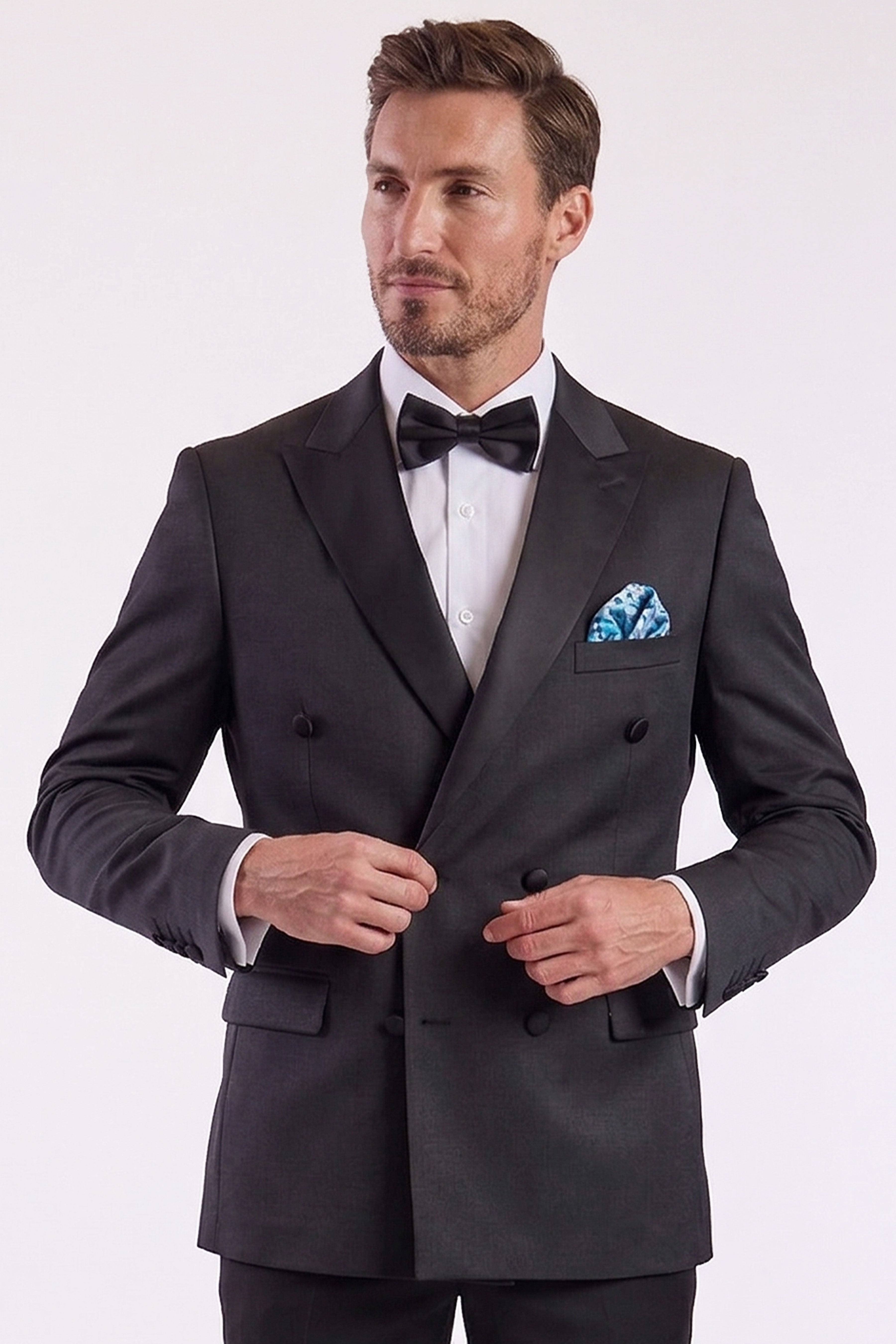 Soho DB Peak Tux Jacket - slim - Black on Black