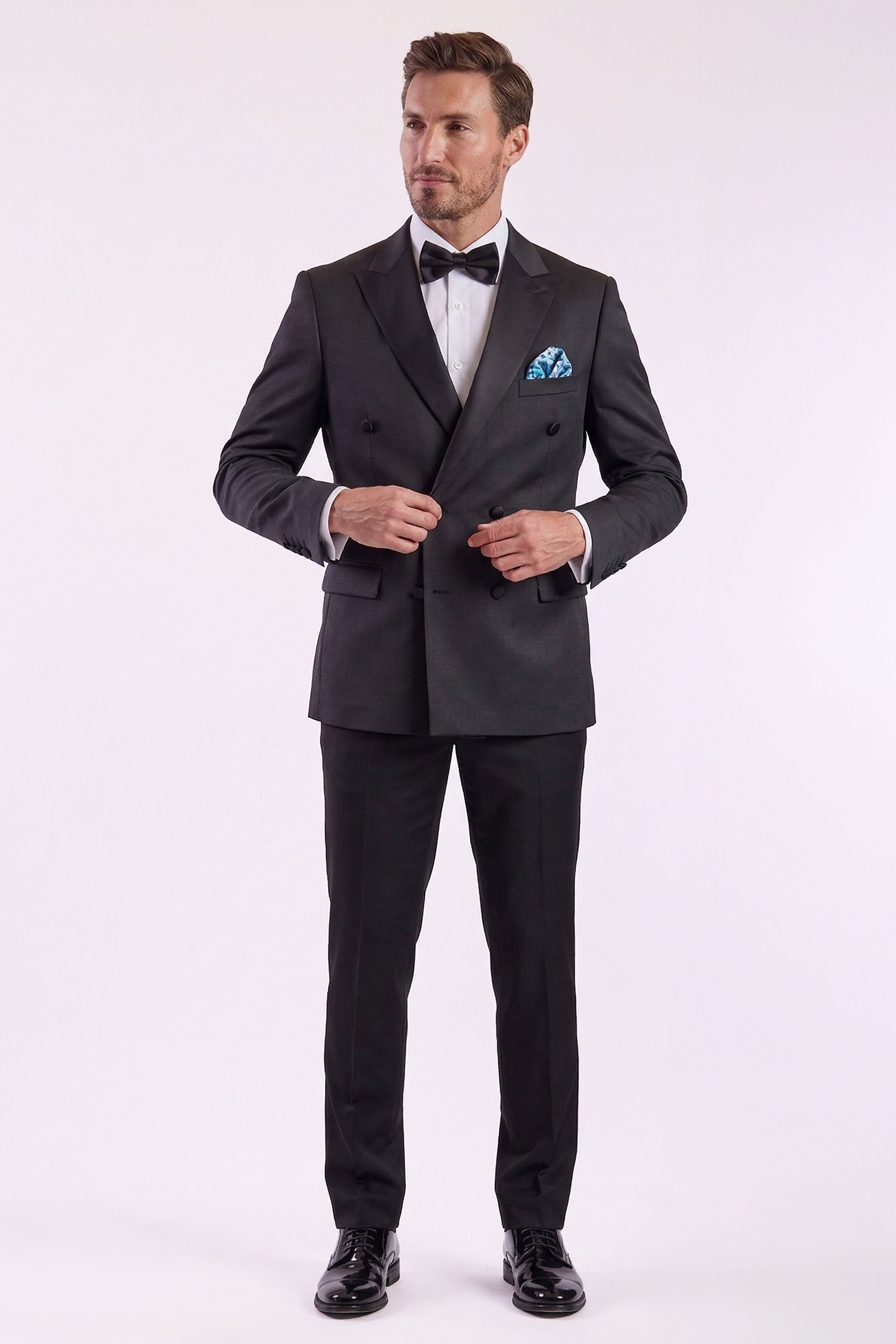 Soho DB Peak Tux Jacket - slim - Black on Black