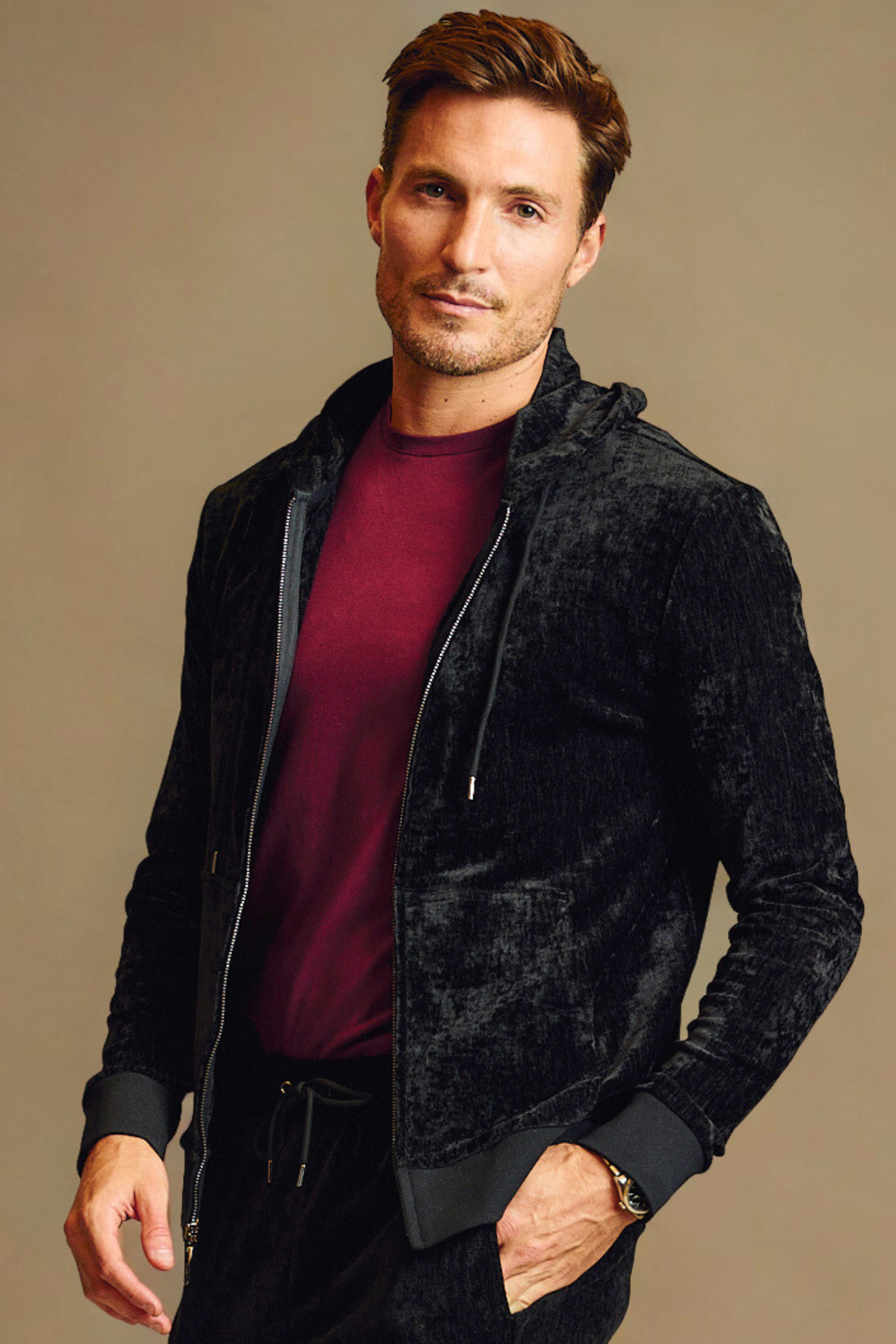 Velvet Zip-Up Hoody - Black Velvet