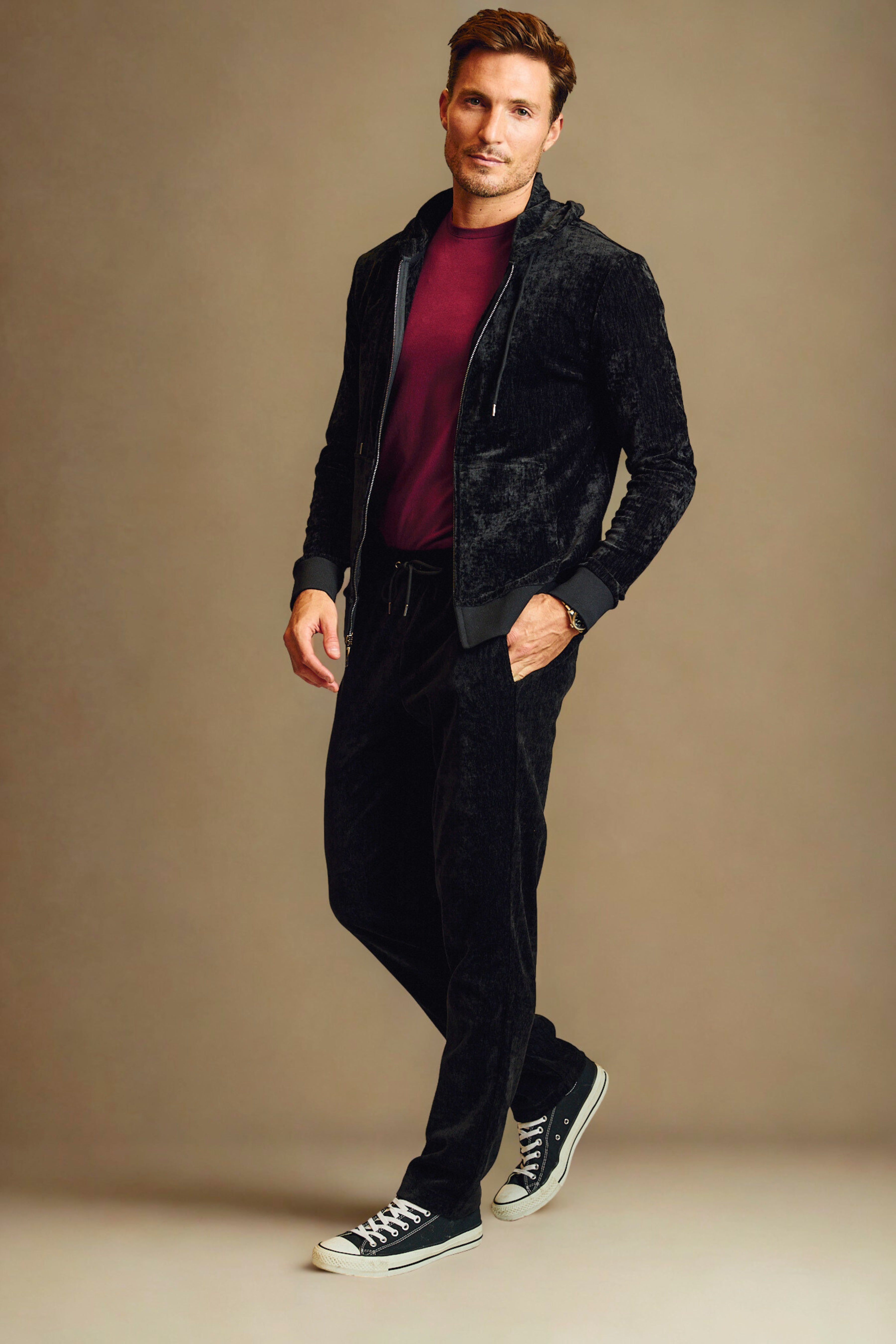 Velvet Zip-Up Hoody - Black Velvet