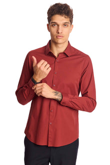  Samuel Spread Collar Shirt - Burgundy