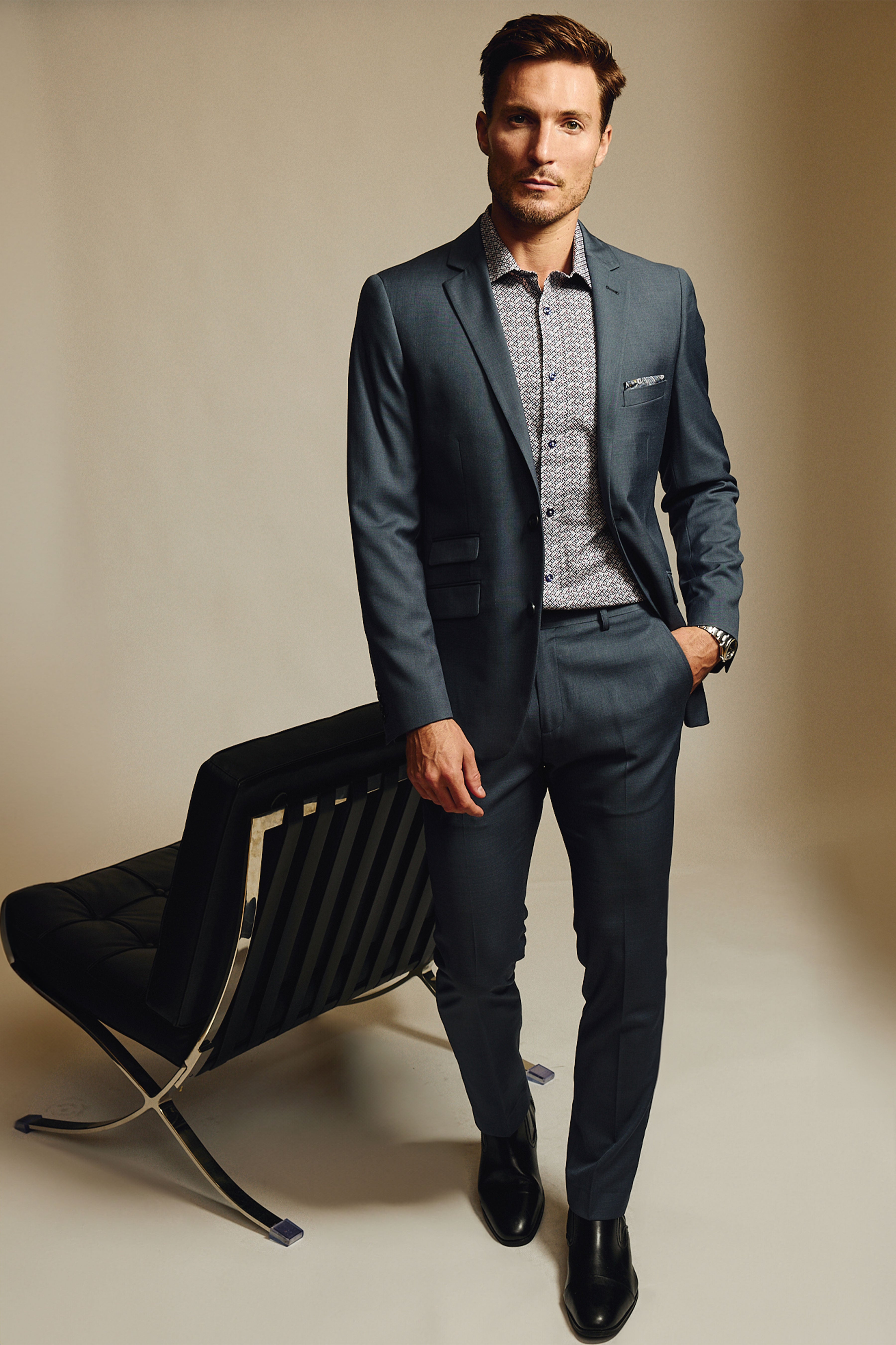 Dover Notch Jacket - slim - Dark Grey Blue