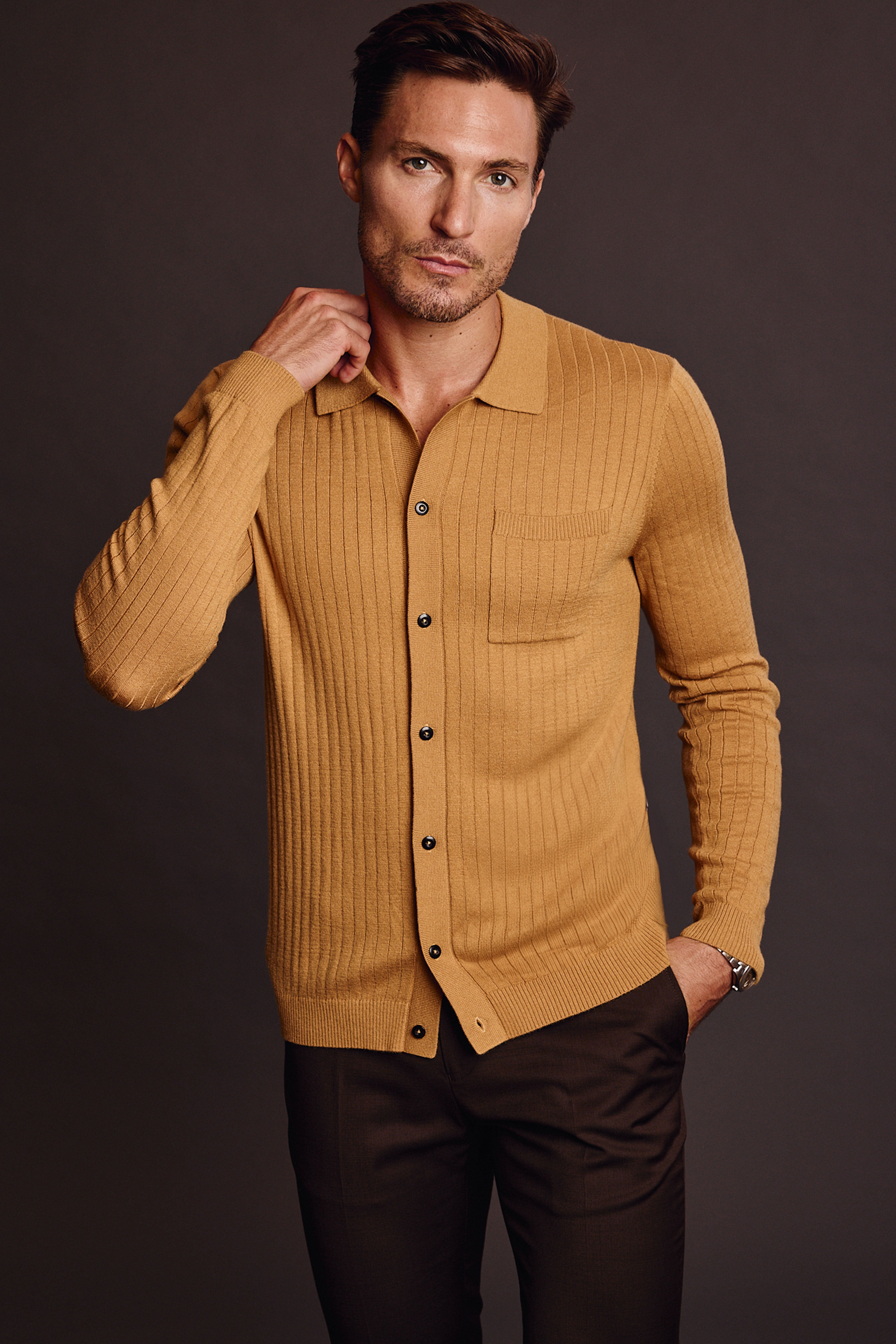 Full Placket Polo - Peanut Butter