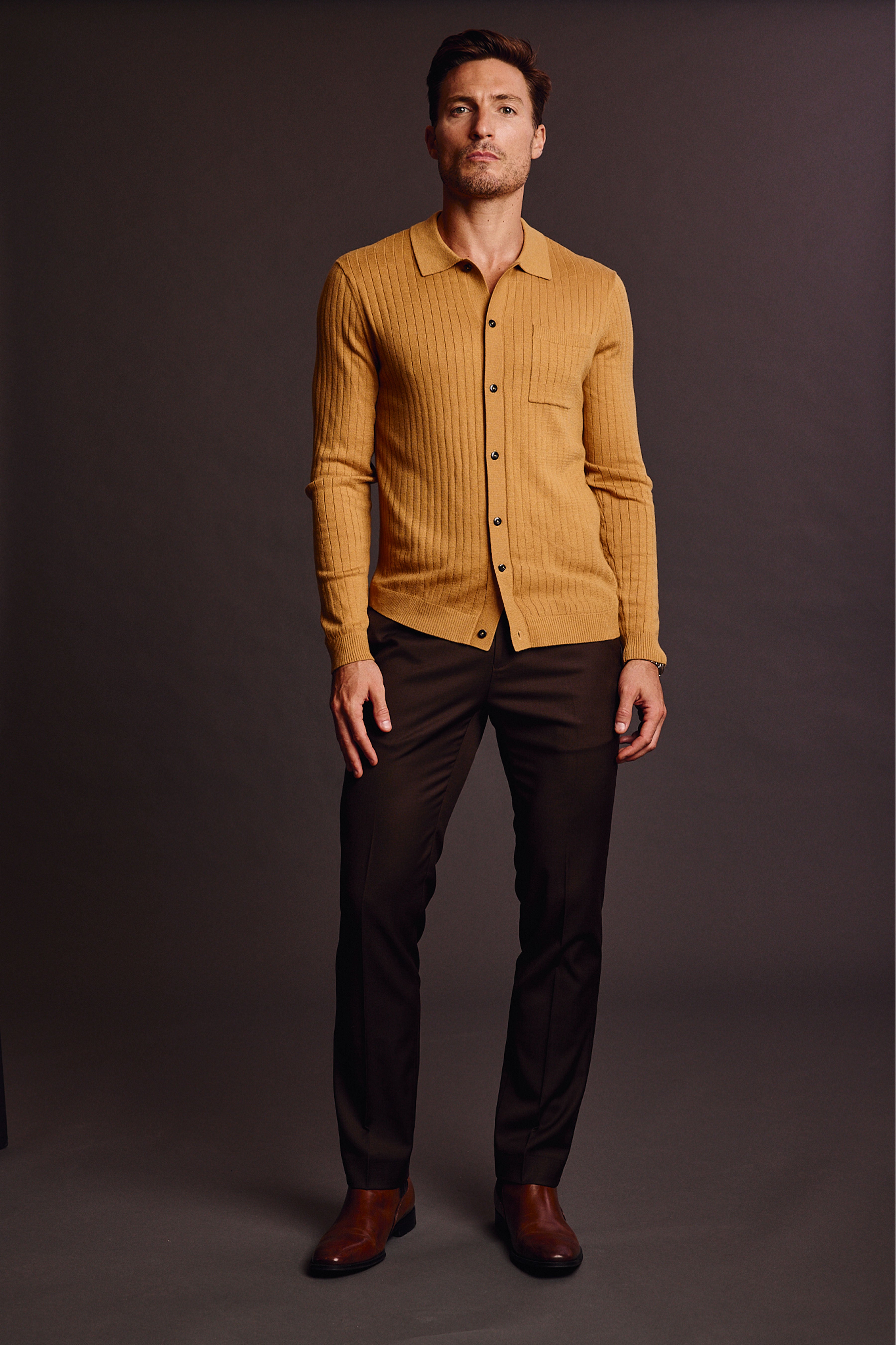Full Placket Polo - Peanut Butter