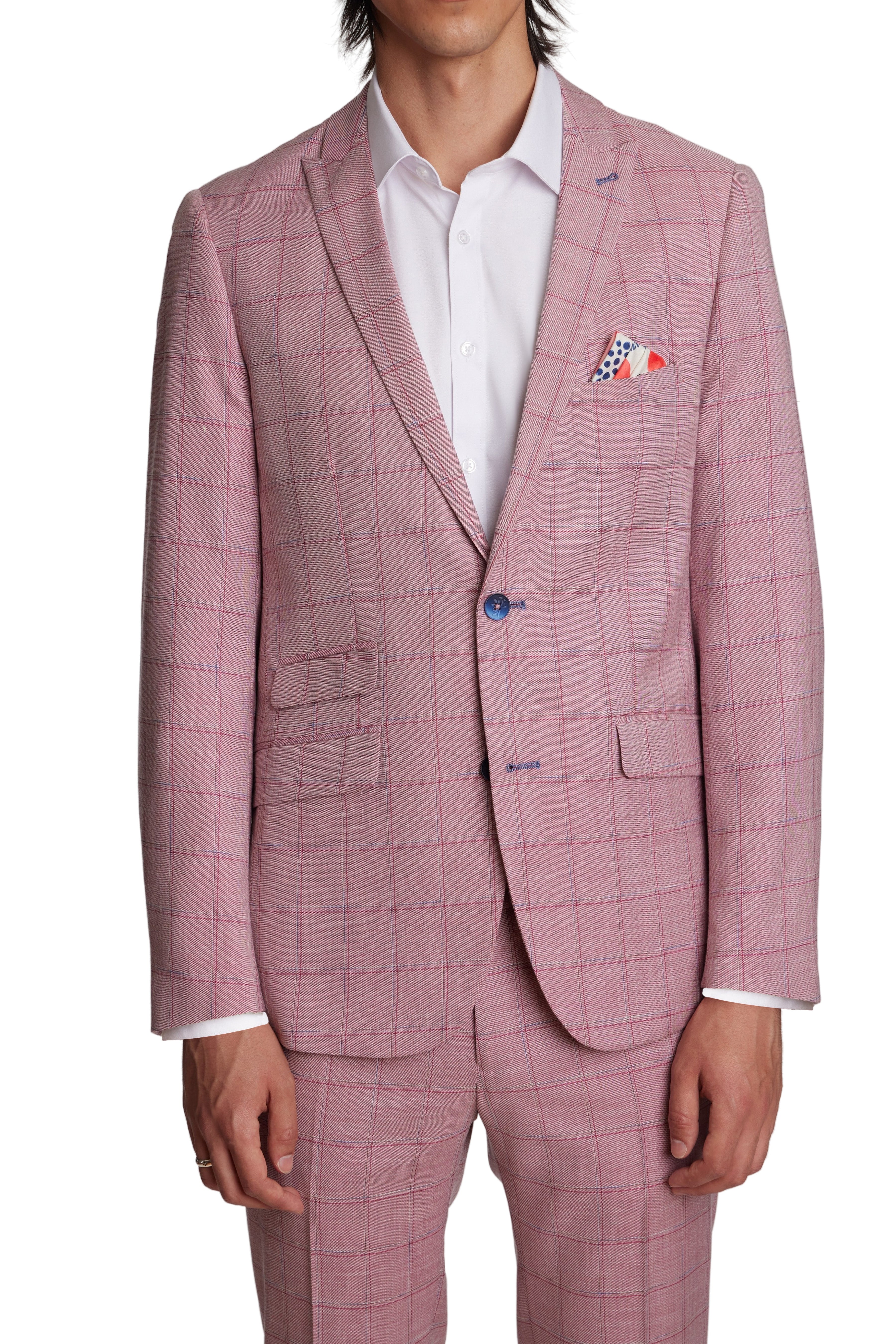 Ashton Peak Jacket - slim - Pink Double Check