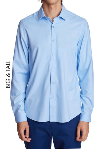 Big & Tall Samuel Spread Collar Shirt - Baby Blue