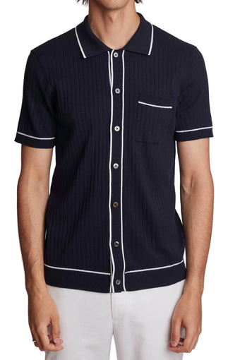 Full Placket Tipped Polo - Navy