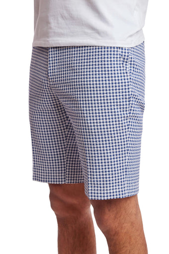 Fairview Shorts - slim - Navy Wht Seersucker Gingham