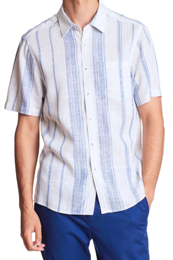 Soleil S/S Shirt - White & Blue Variegated