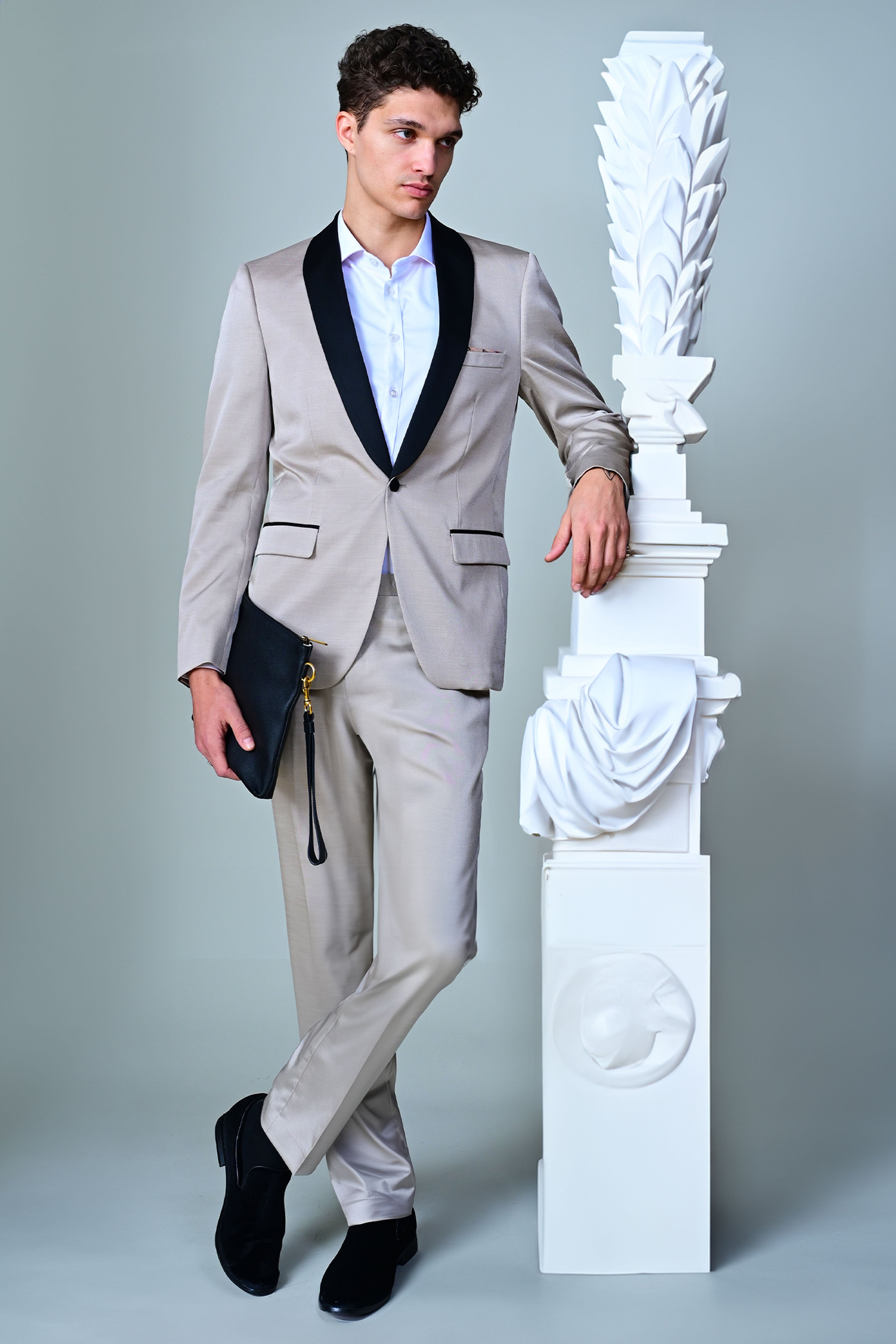 Regent Shawl Tux Jacket - slim - Sable Beige & Black