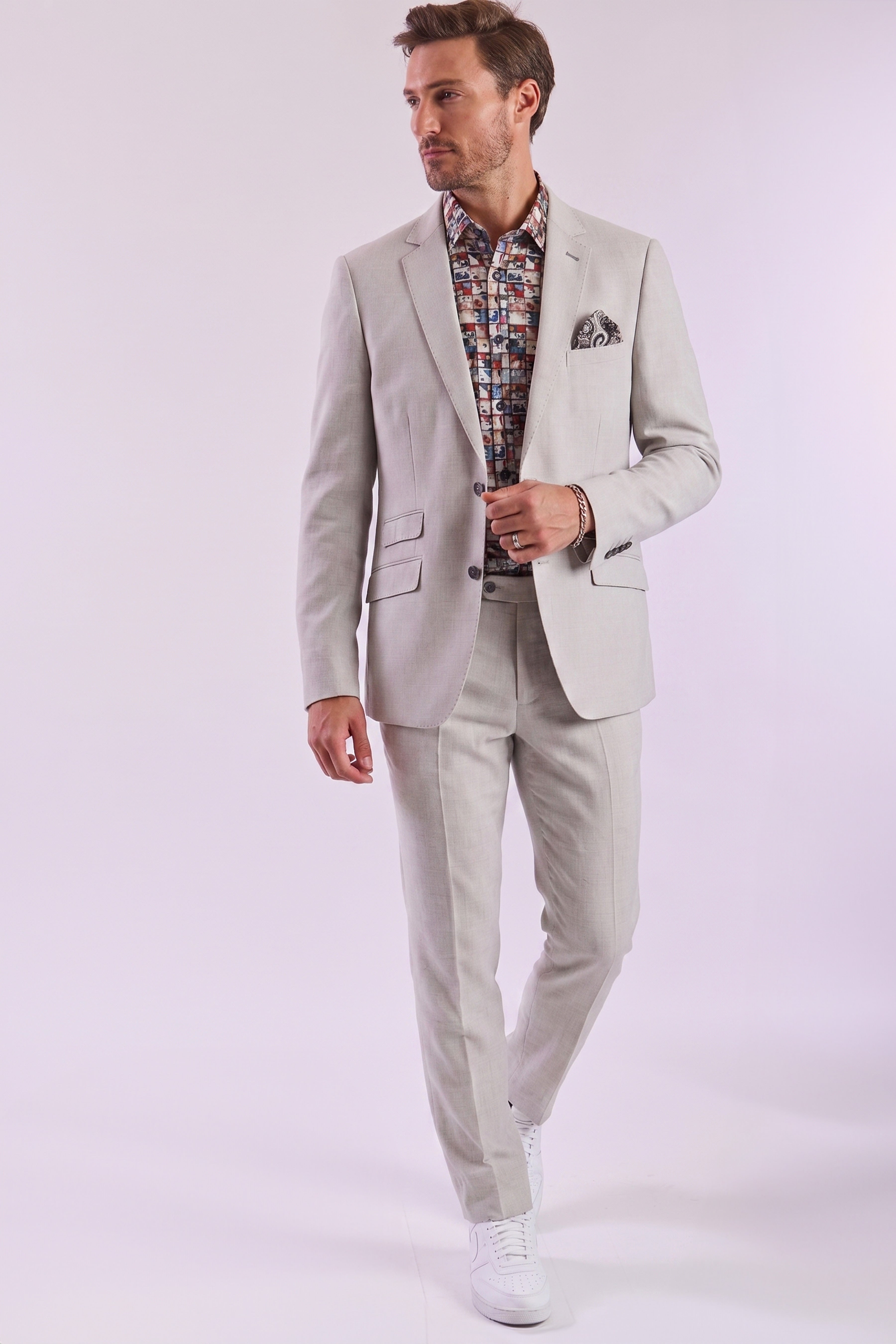 Dover Notch Jacket - slim - Lt Tan Melange