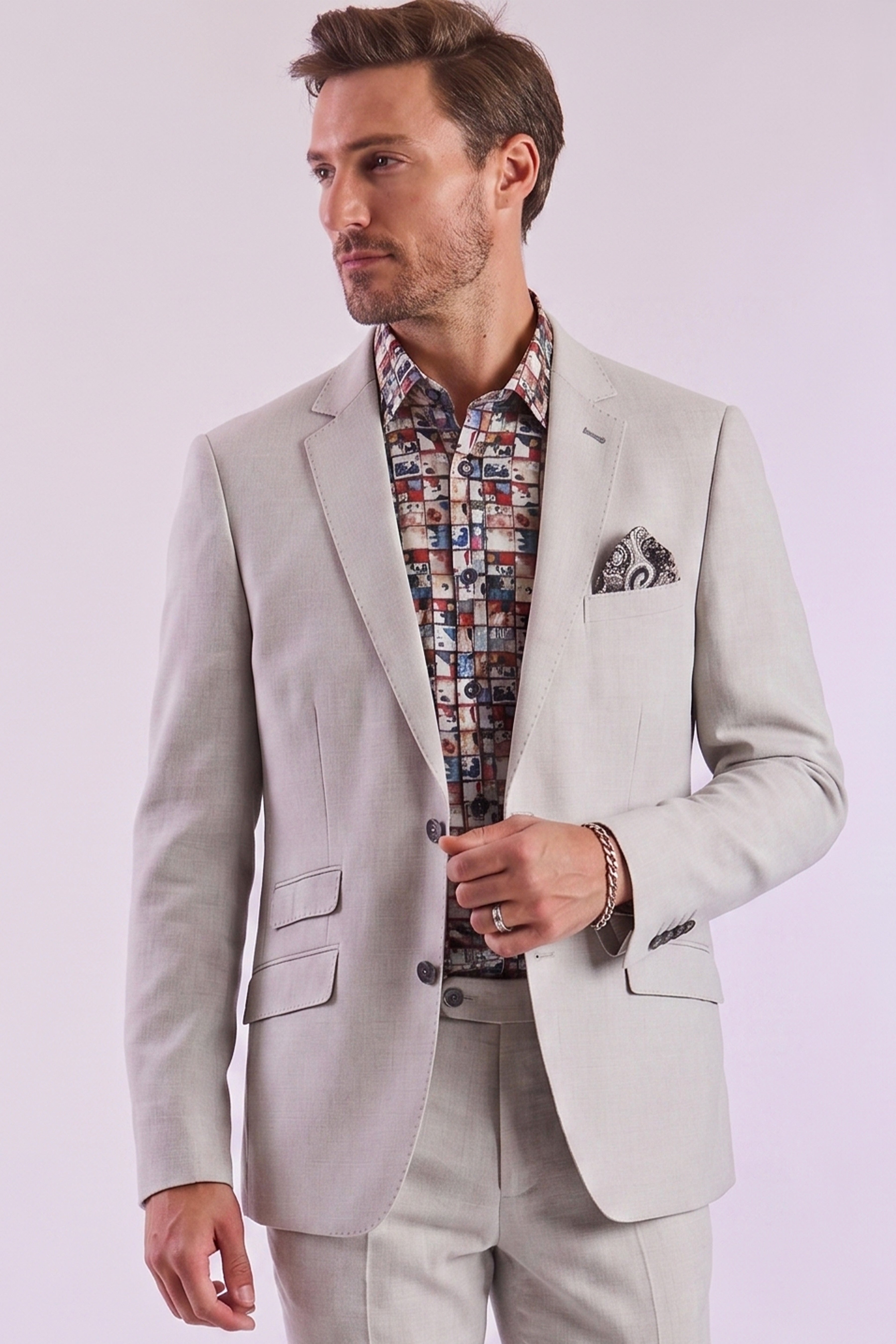 Dover Notch Jacket - slim - Lt Tan Melange