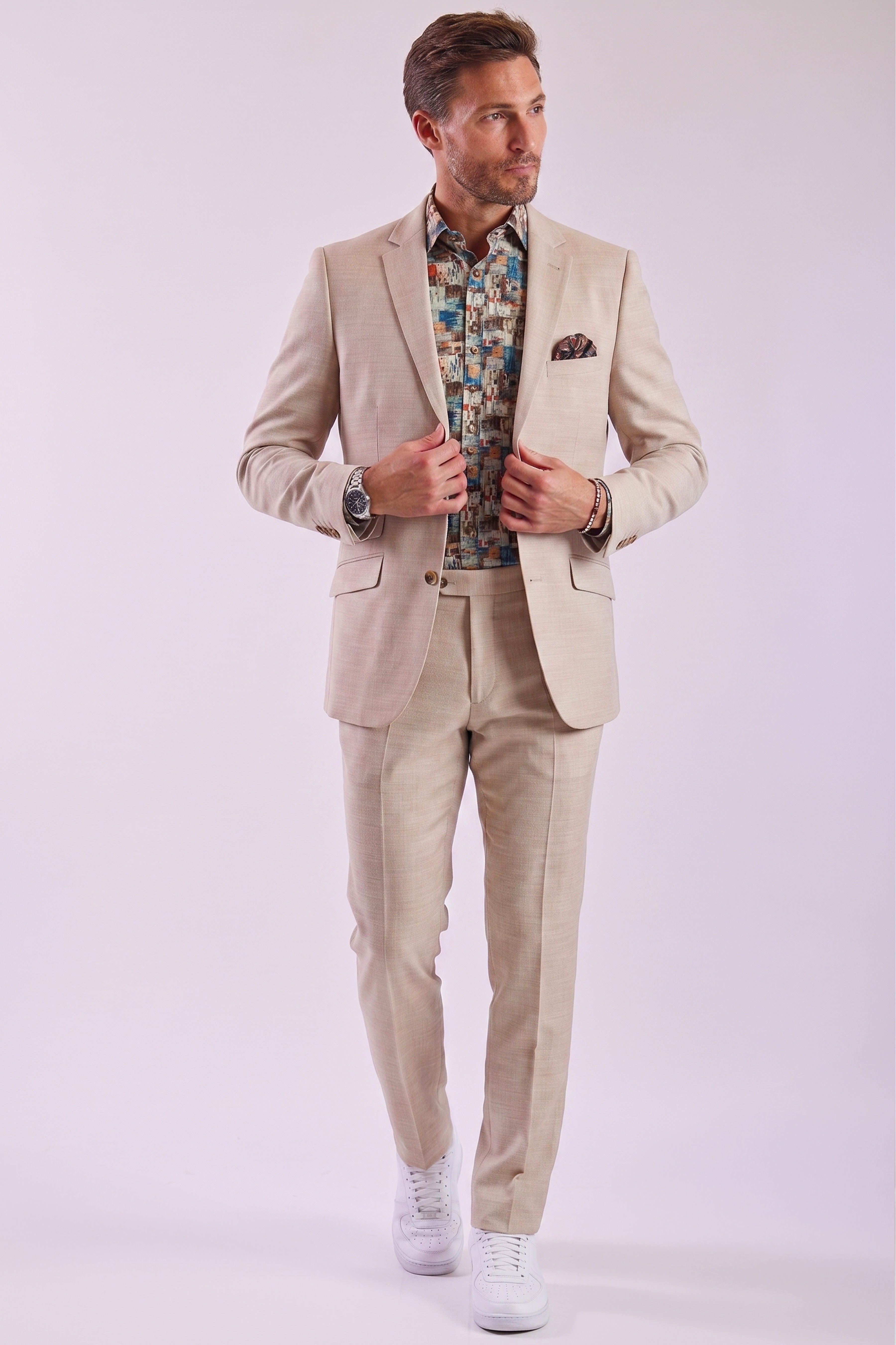 Dover Notch Jacket  - slim - Cream Beige Shark