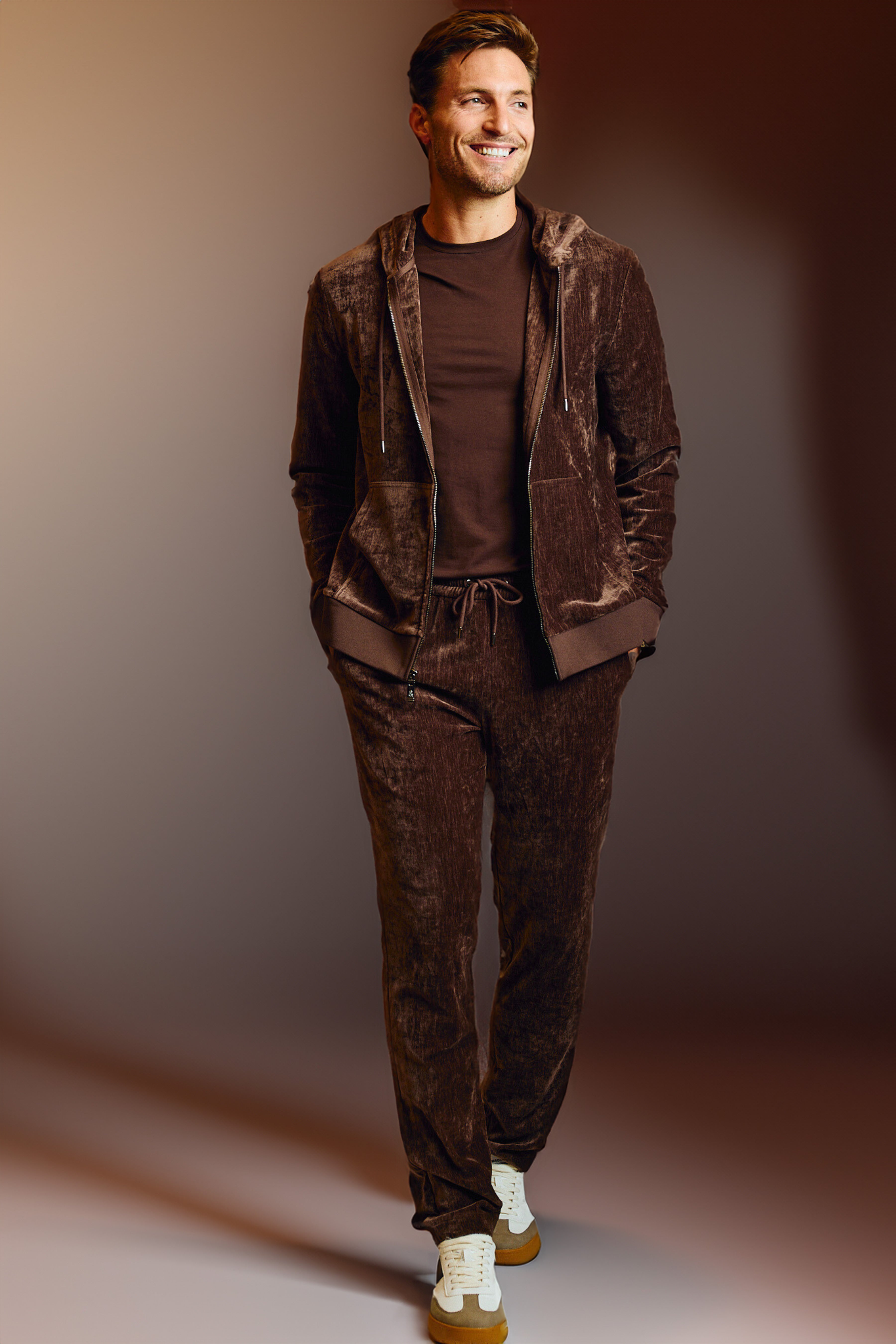 Velvet Zip-Up Hoody - Chocolate Brown Velvet