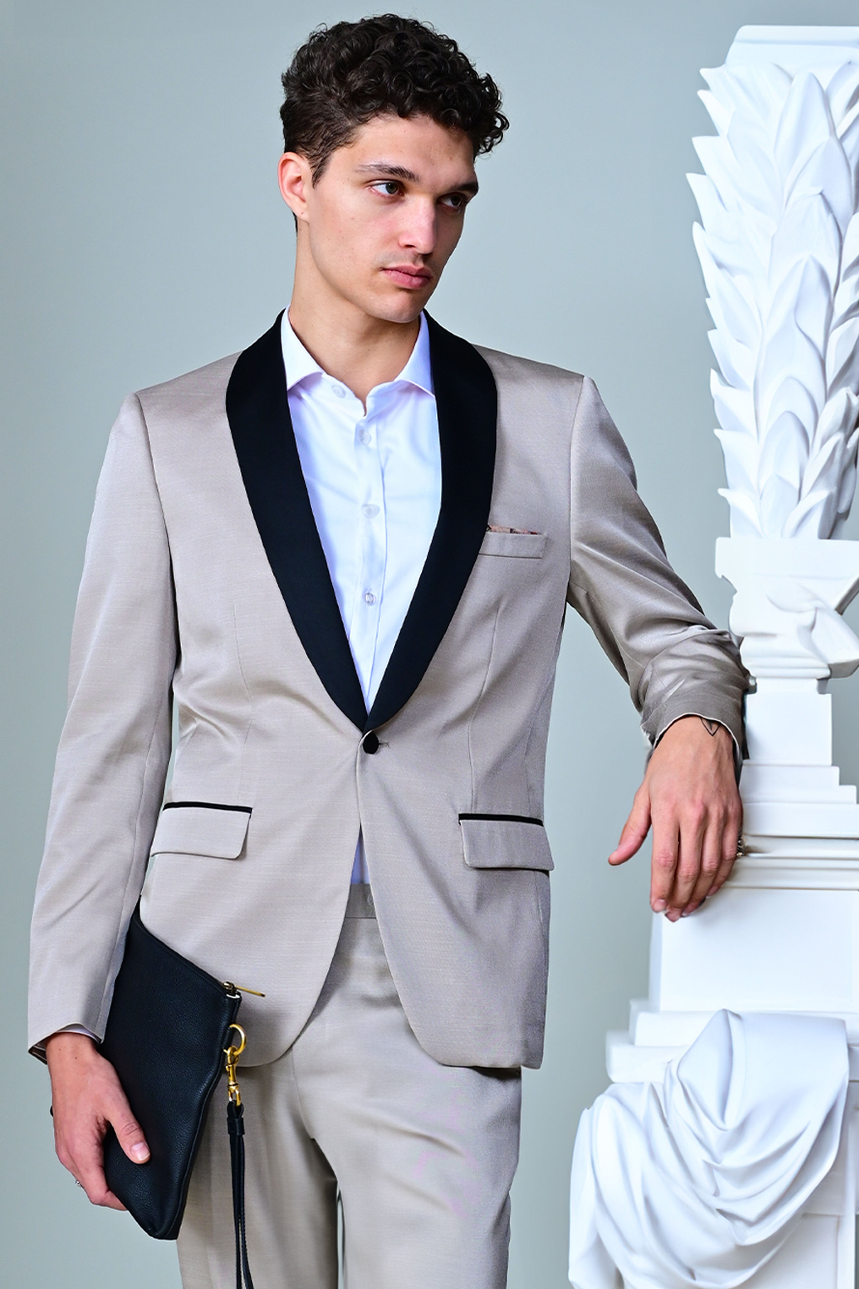 Regent Shawl Tux Jacket - slim - Sable Beige & Black